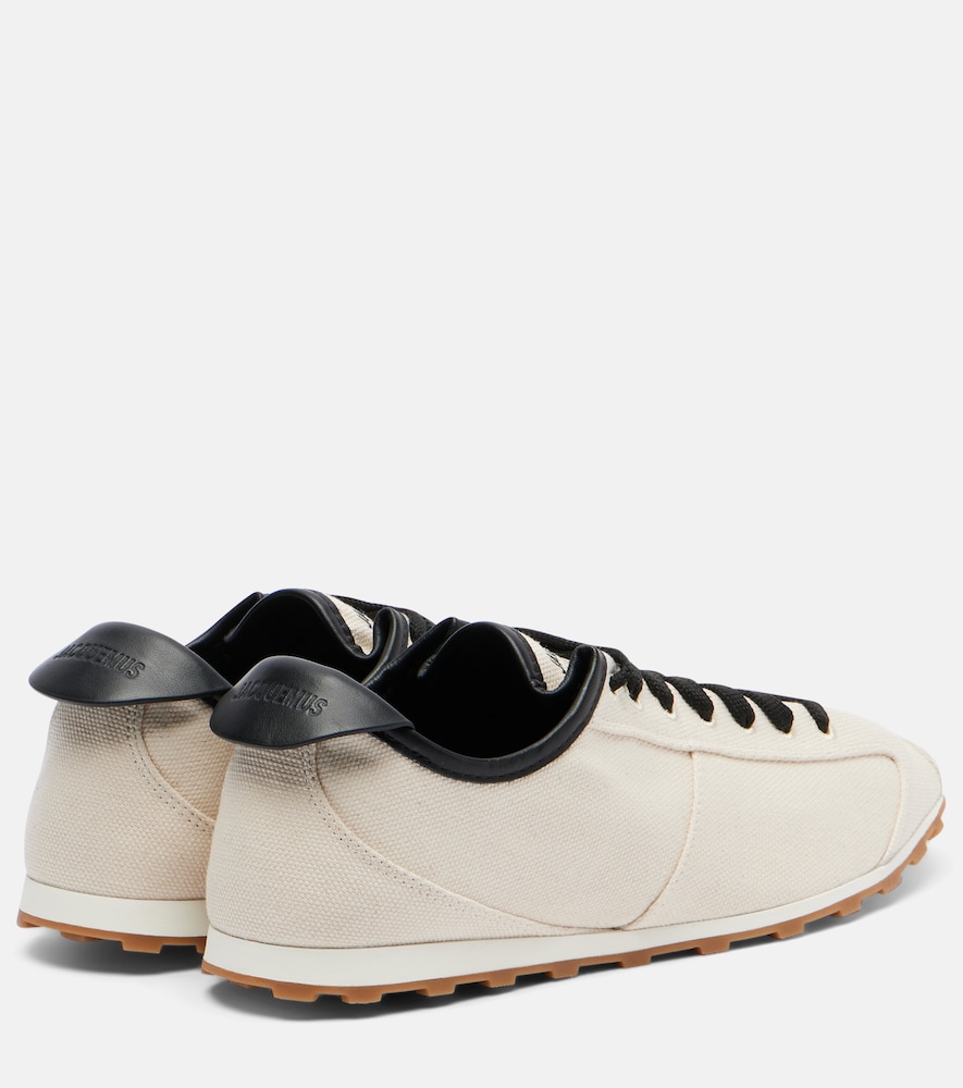 Leather-Trimmed Canvas Sneakers