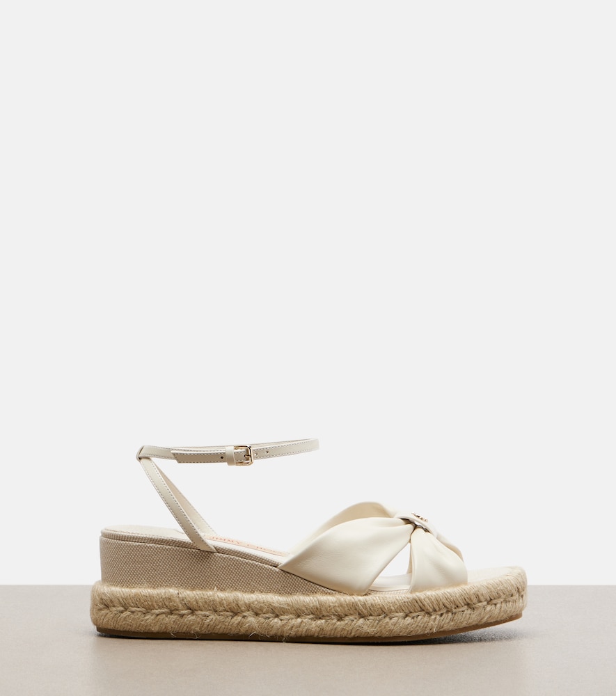  Jimmy Choo Jimmy Choo Aella Leather Espadrille Wedge Sandals 