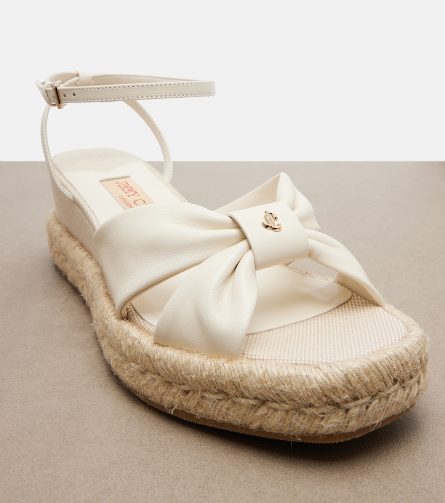  Jimmy Choo Jimmy Choo Aella Leather Espadrille Wedge Sandals 