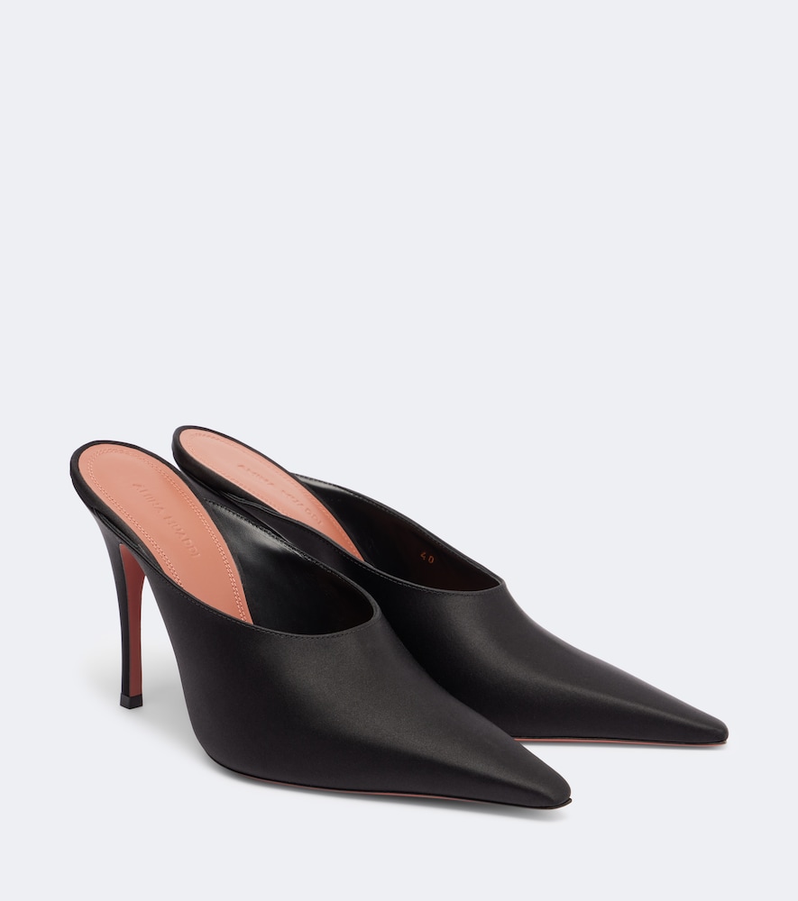 Amina Muaddi Felicia Satin Mules In Black
