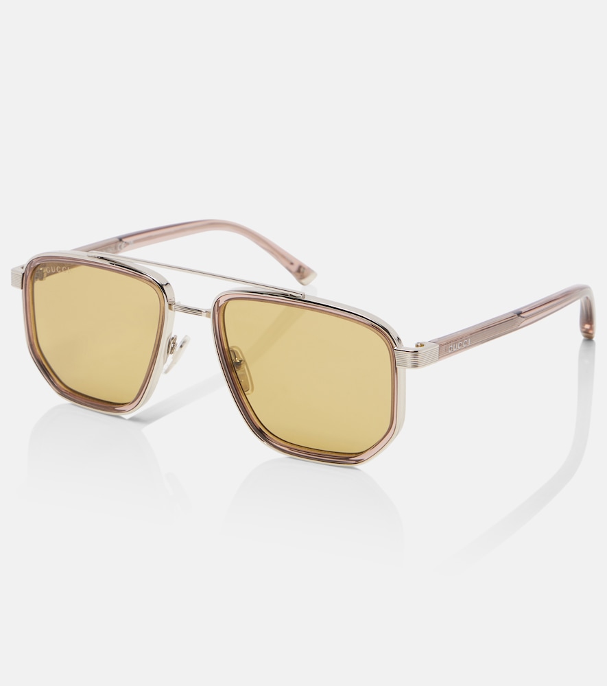  Gucci Gucci Lettering Aviator Sunglasses 