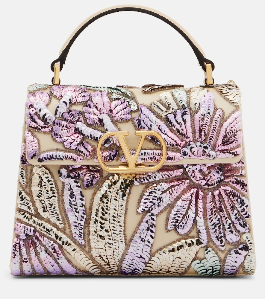 Henkeltasche VSling Mini aus Satin mit Pailletten