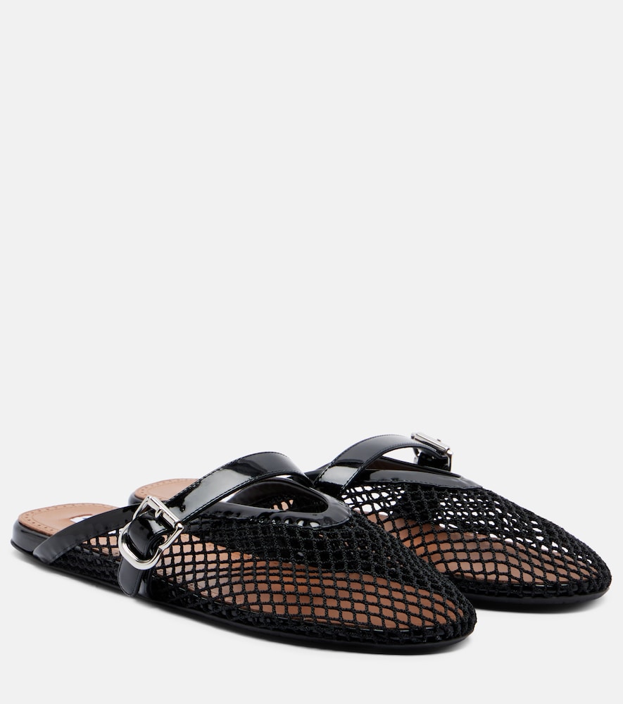 Alaia Women's Black Fishnet Leather-Trimmed Mules UK Size 5 - Mytheresa