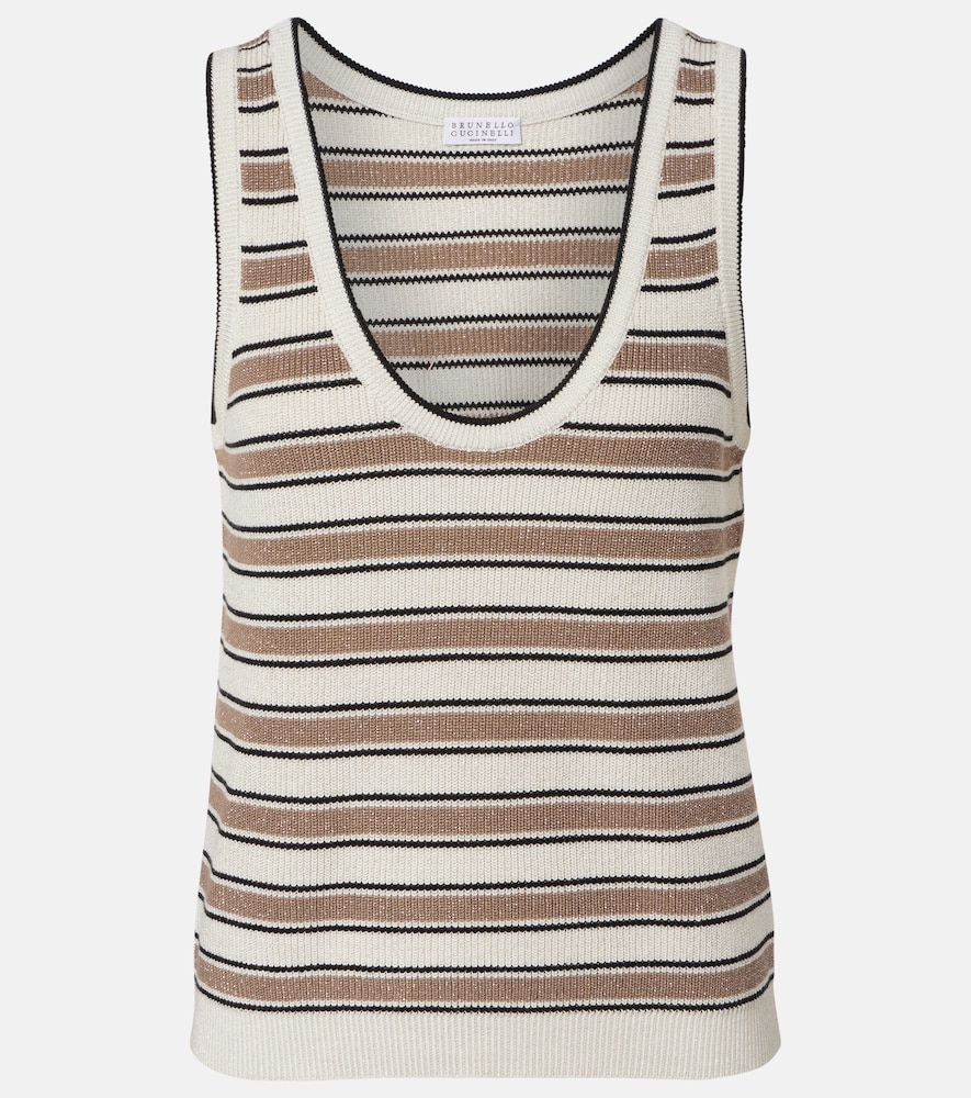 Brunello Cucinelli Striped cotton-blend top