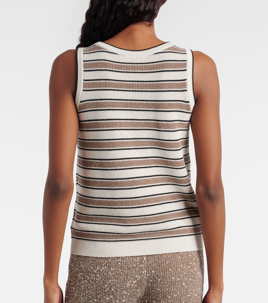  Brunello Cucinelli Brunello Cucinelli Striped Cotton-blend Top 