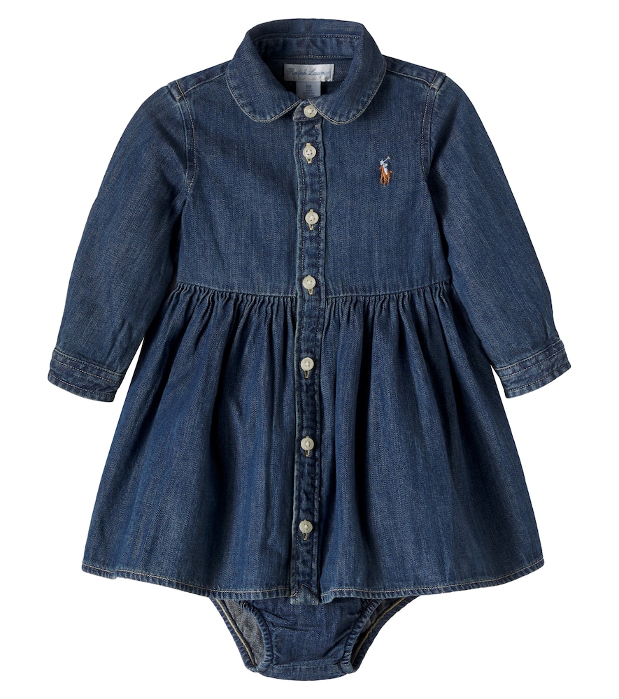 Polo Ralph Lauren Kids Blue Baby Denim Dress And Bloomers Set M Size 18 - Mytheresa