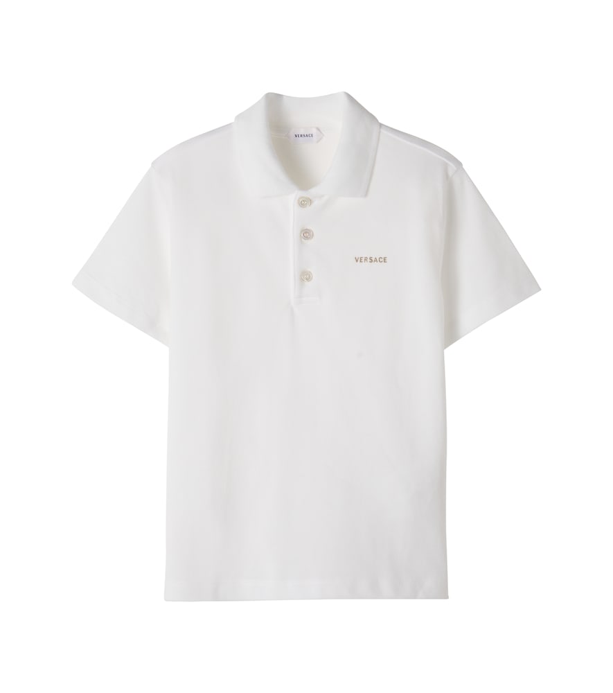 Versace Kids White Logo Cotton Pique Polo Shirt Y Size 14 - Mytheresa
