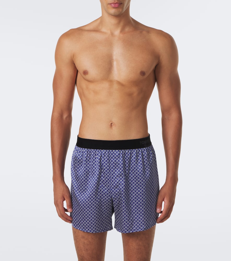 Printed Silk-Blend Boxers