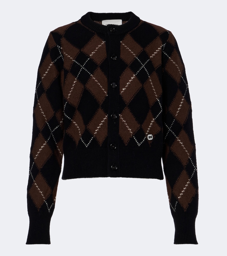 Cardigan in lana vergine a rombi