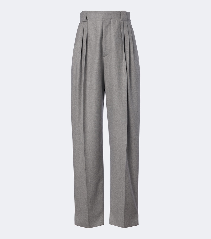Bottega Veneta Pleated Wool Wide-leg Pants In Grey