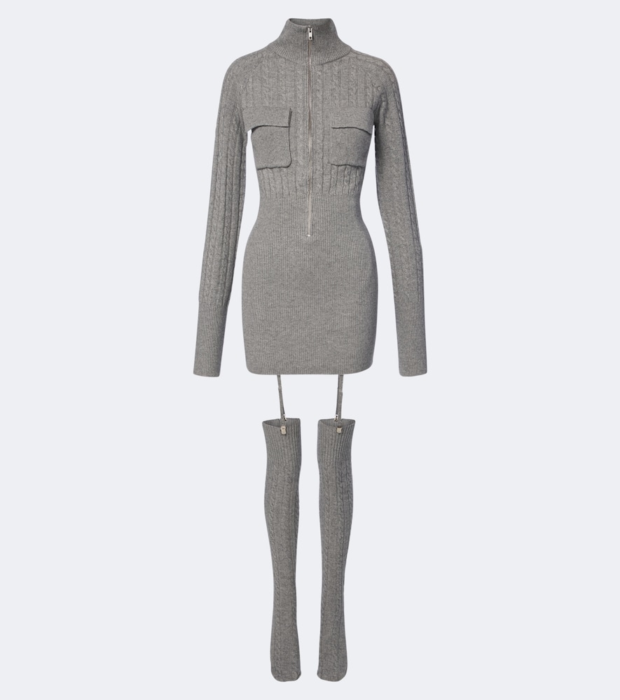 Aya Muse Rovo Minidress And Over-the-knee Socks Set In Grey