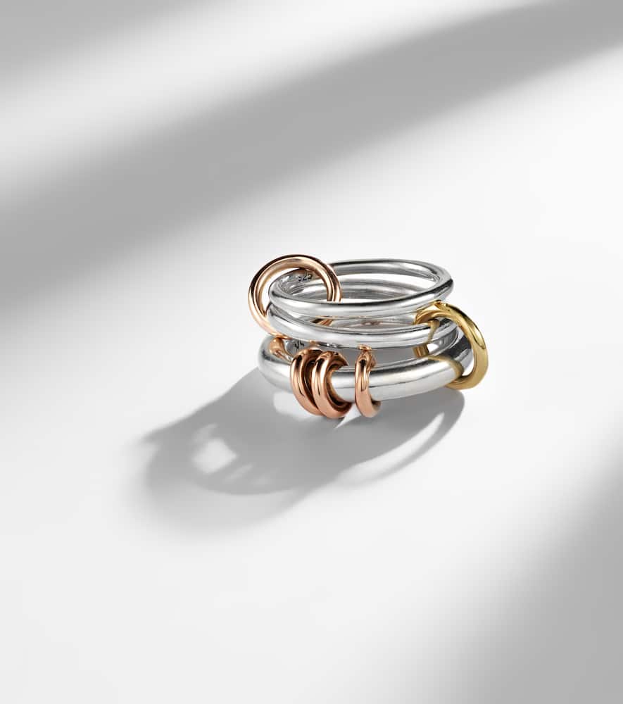 Spinelli Kilcollin Orion Sterling Silver And 18k Gold Linked Rings In Silver
