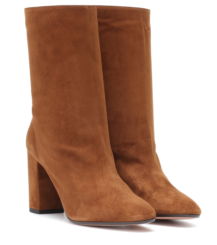 Aquazzura Women S Brown Suede Ankle Boots Modesens