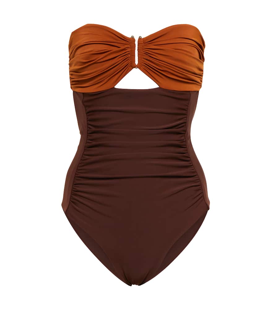 Self-Portrait Ruched cutout swimsuit