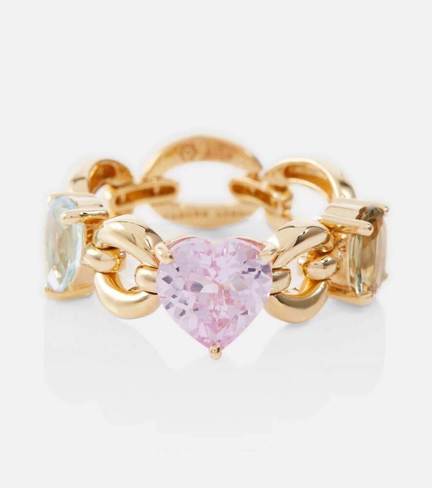 Nadine Aysoy Catena Petite 18kt gold ring with topaz, amethyst and sapphire