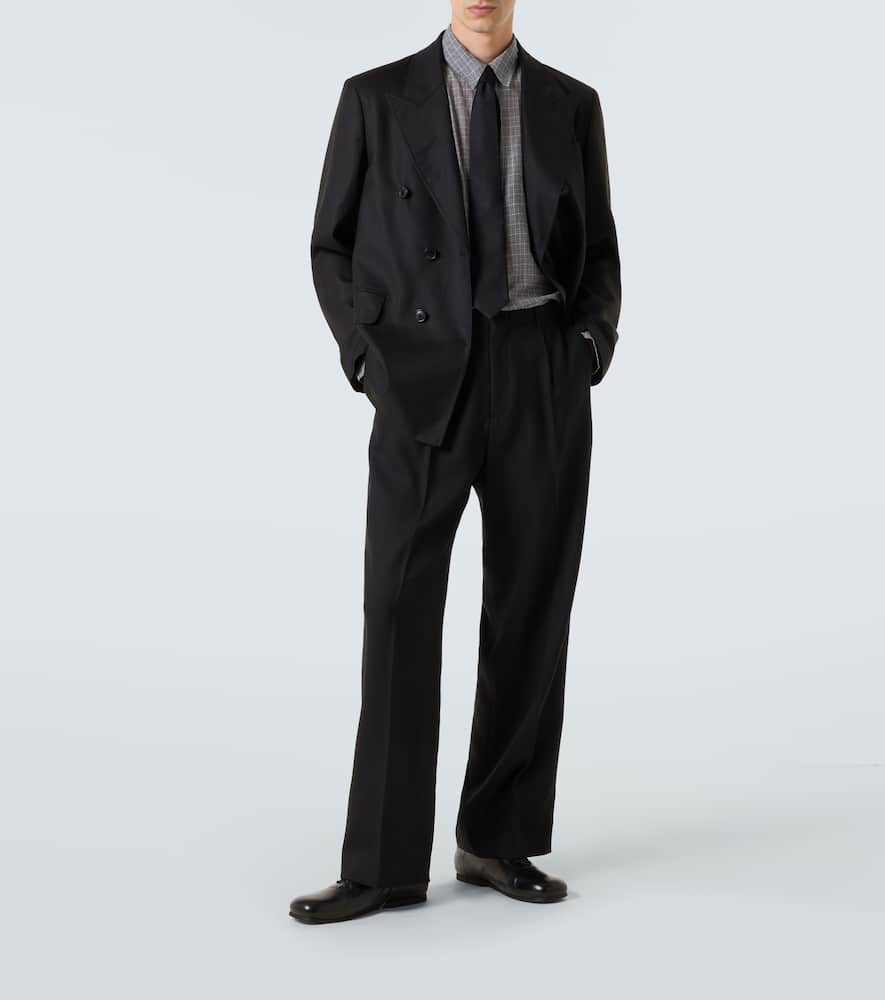 Our Legacy Borrowed Pleated Wool Straight-leg Trousers In Black