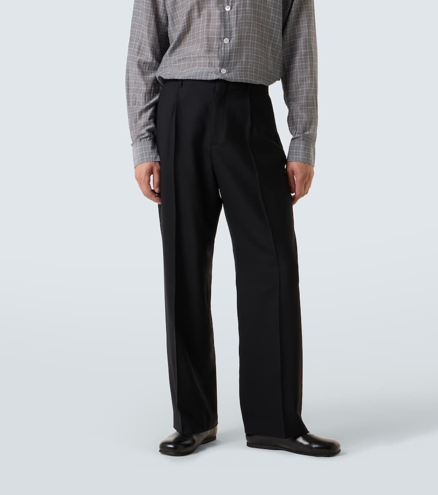 Our Legacy Borrowed Pleated Wool Straight-leg Trousers In Black