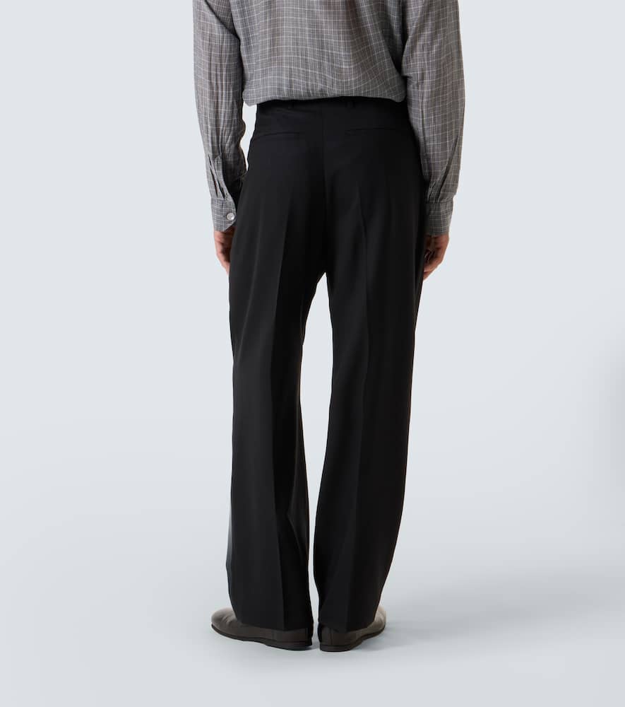 Our Legacy Borrowed Pleated Wool Straight-leg Trousers In Black