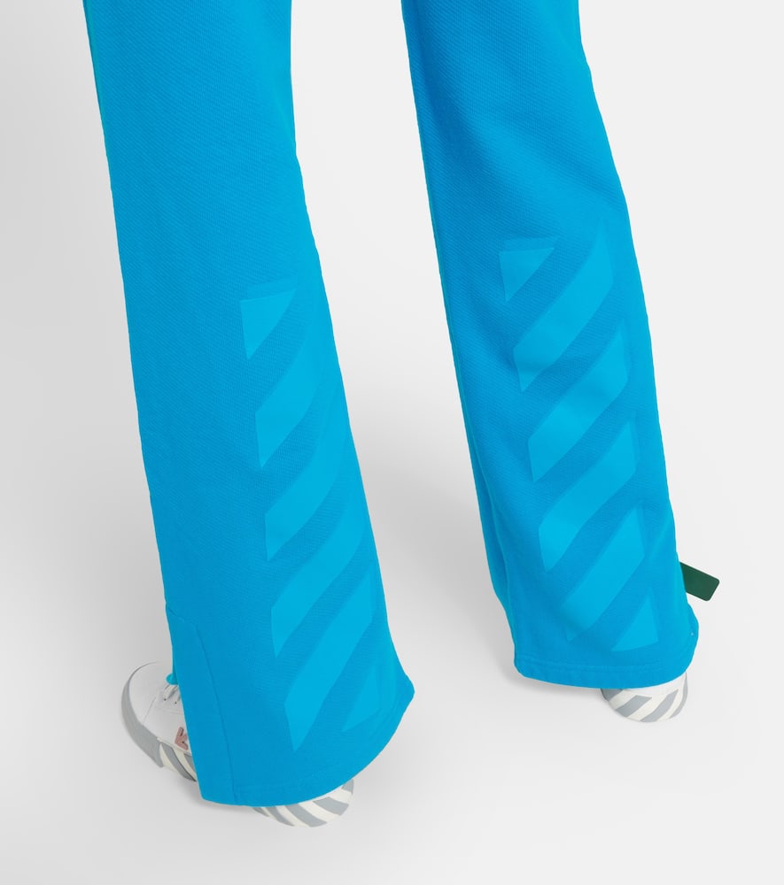 Shop Off-white Logo Wide-leg Cotton Sweatpants In Blue