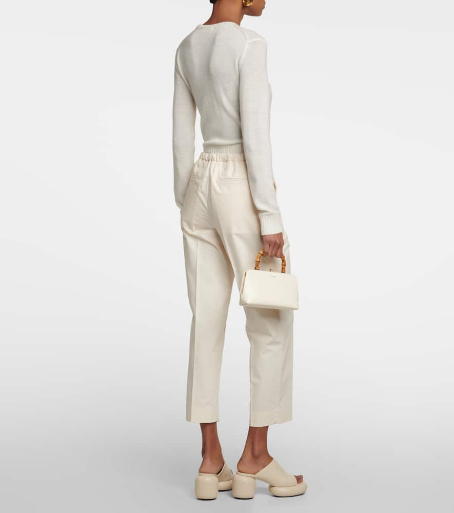 Shop Jil Sander High-rise Cotton Pants In Natural