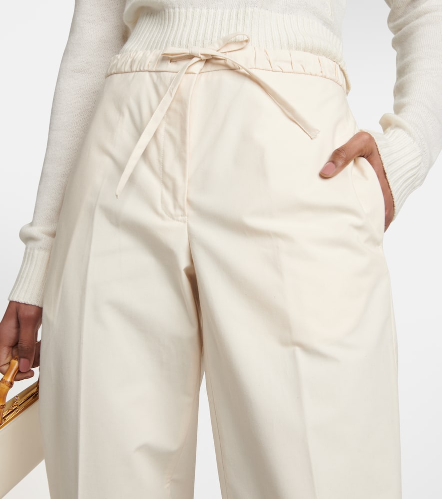 Shop Jil Sander High-rise Cotton Pants In Natural