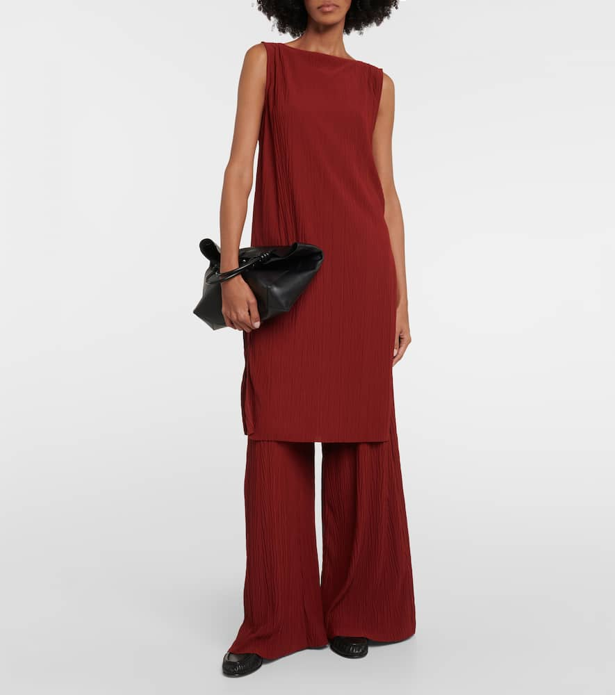 Shop Max Mara Leisure Teulada Pleated Jersey Dress In Red