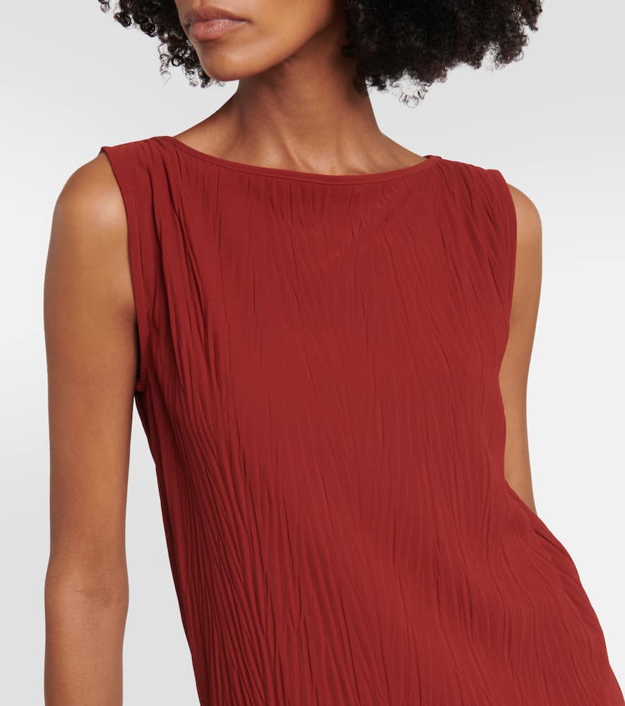 Shop Max Mara Leisure Teulada Pleated Jersey Dress In Red