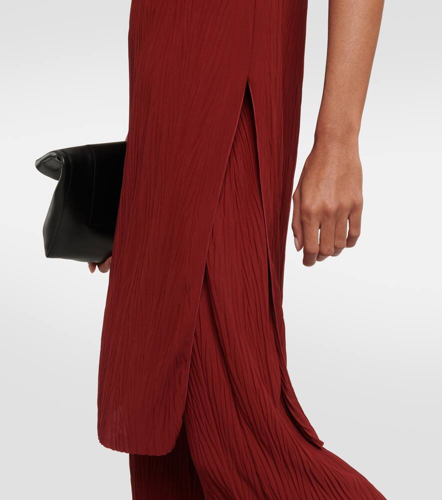 Shop Max Mara Leisure Teulada Pleated Jersey Dress In Red