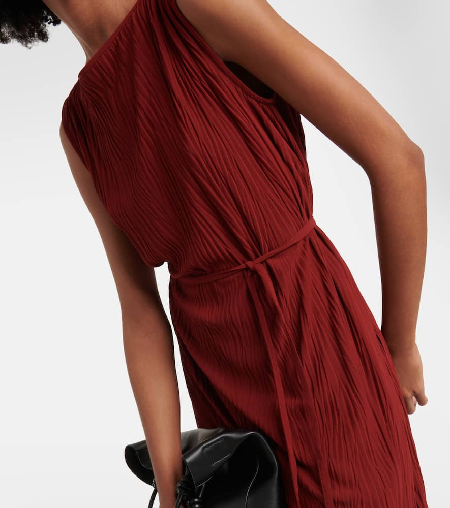 Shop Max Mara Leisure Teulada Pleated Jersey Dress In Red