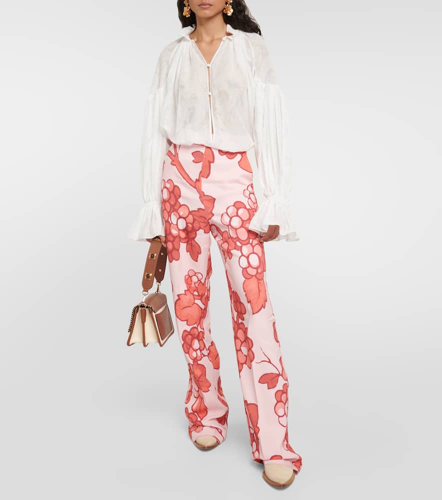 Etro Floral High-rise Pants In Pink