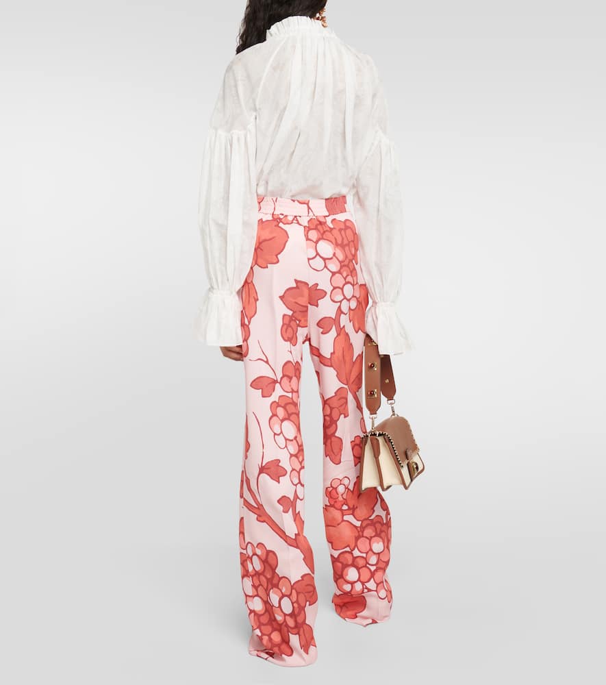 Etro Floral High-rise Pants In Pink
