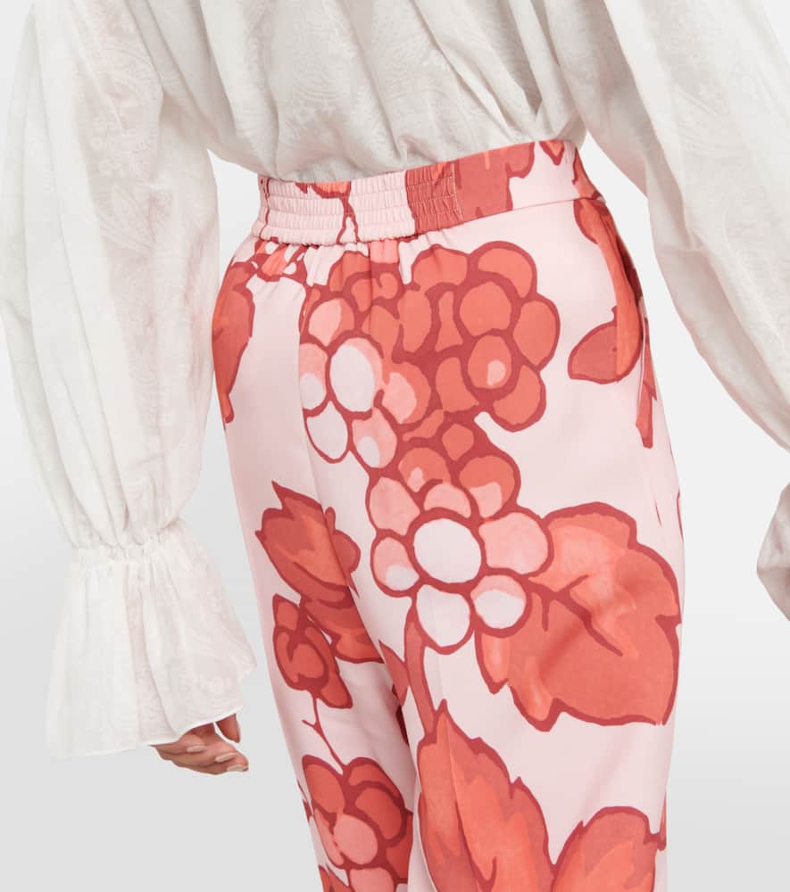 Etro Floral High-rise Pants In Pink