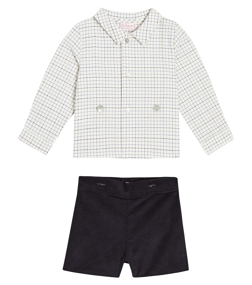 La Coqueta Baby Arlo Cotton Shirt And Shorts Set In Multicoloured