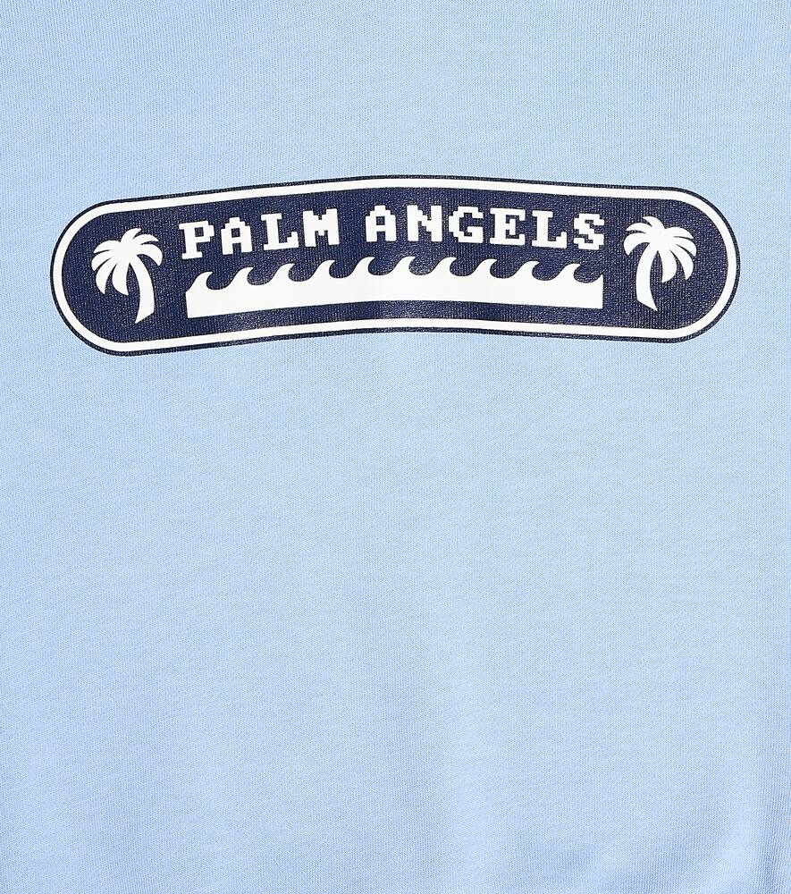 Palm Angels Logo Cotton Jersey Hoodie In Blue