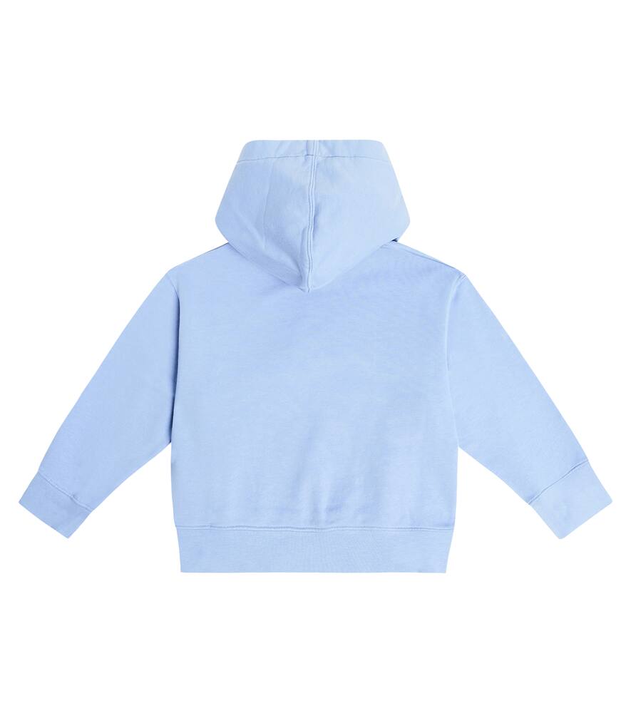 Palm Angels Logo Cotton Jersey Hoodie In Blue
