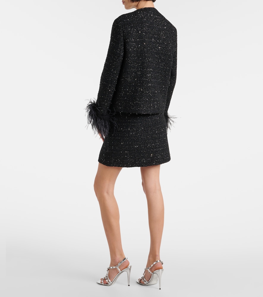  Valentino Valentino Feather-trimmed Tweed Jacket 