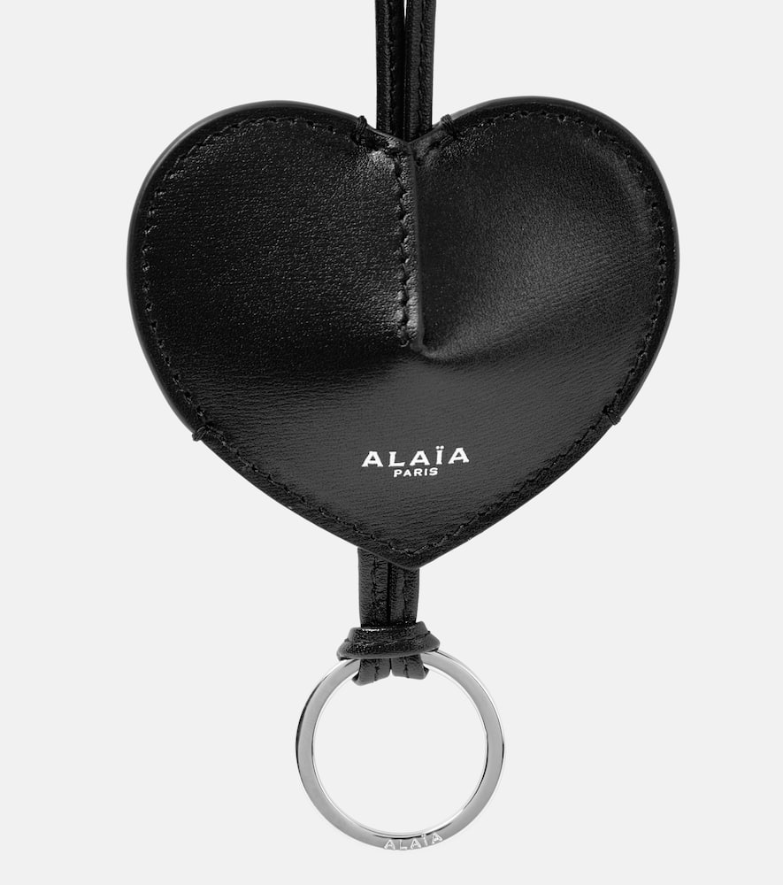 Alaïa Le Coeur Leather Bag Charm In Noir