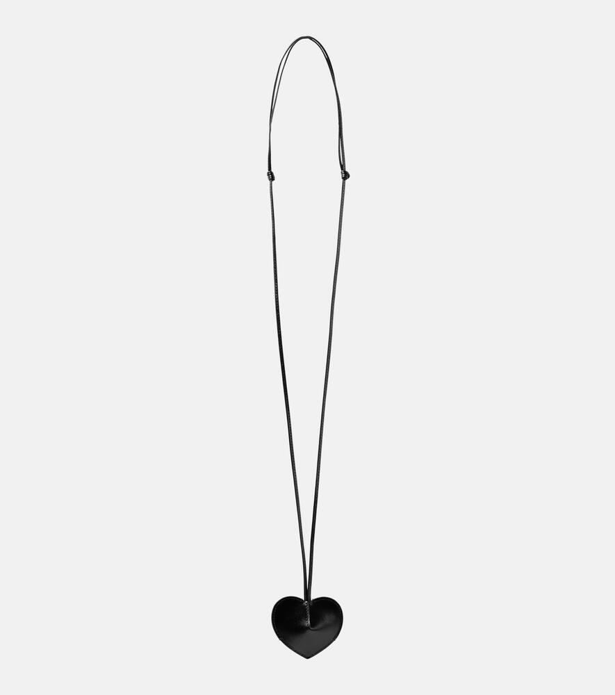 Alaïa Le Coeur Leather Bag Charm In Noir