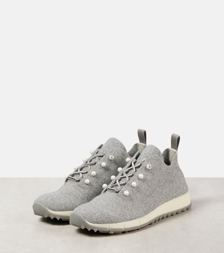 Jimmy Choo Veles Pearl Embellished Sneakers In Gray