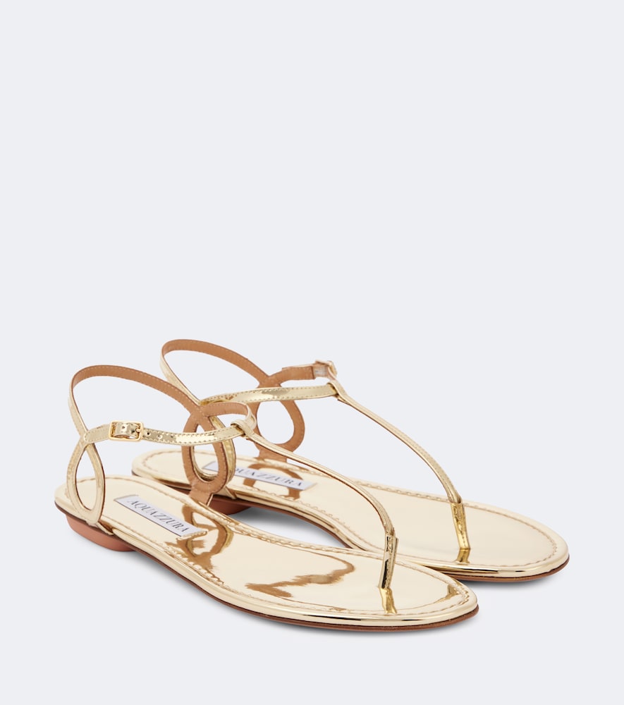 Almost Bare Metallic Leather Thong Sandals