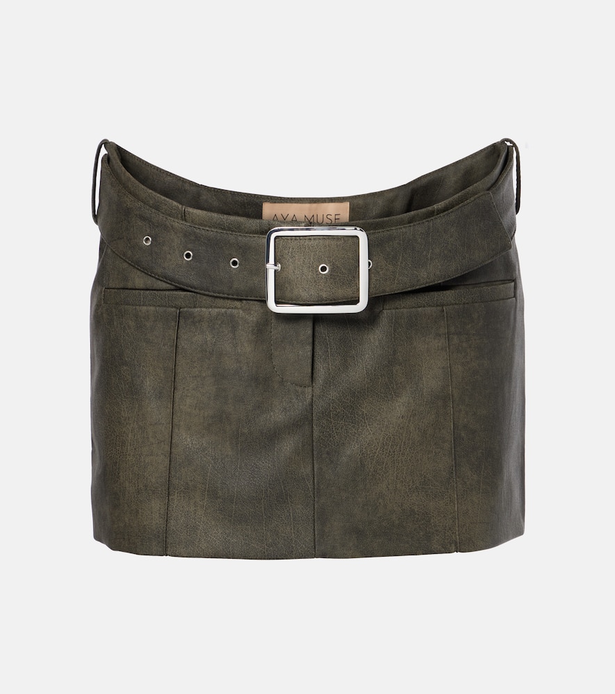 Kaya belted faux leather miniskirt