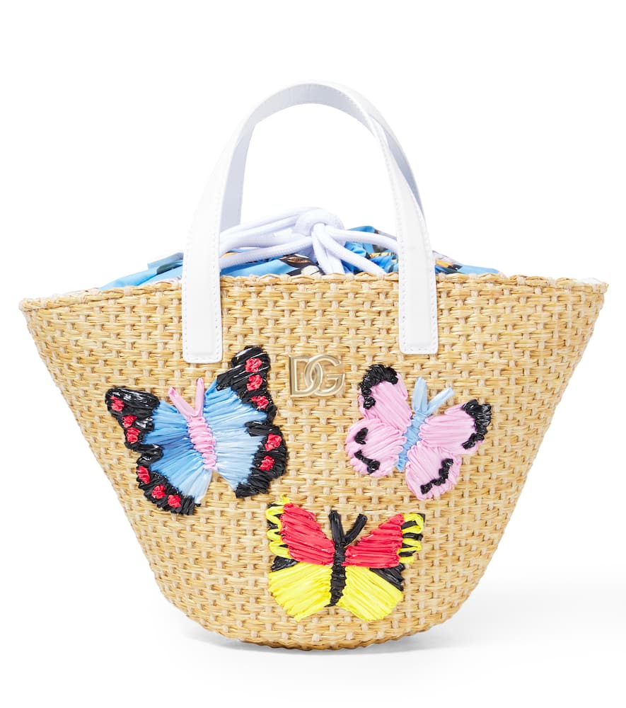 Dolce & Gabbana Kids Embroidered leather-trimmed basket bag