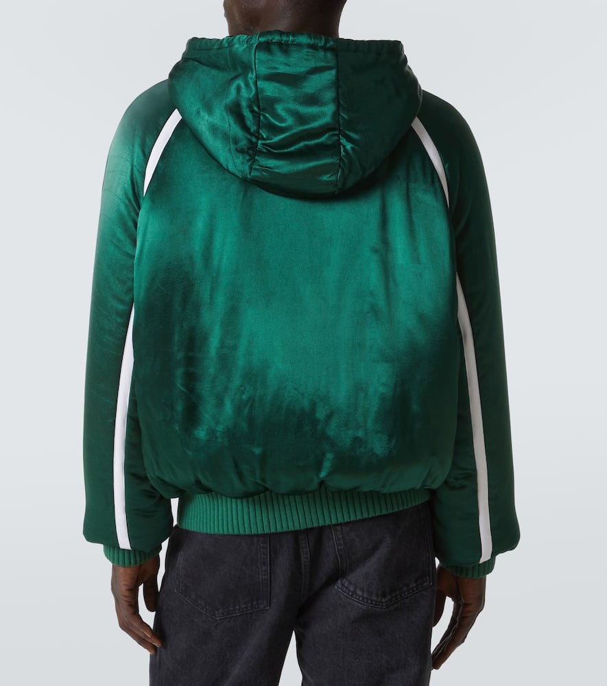 Loewe Oversized Grosgrain-trimmed Padded Satin Hooded Track Jacket In Green