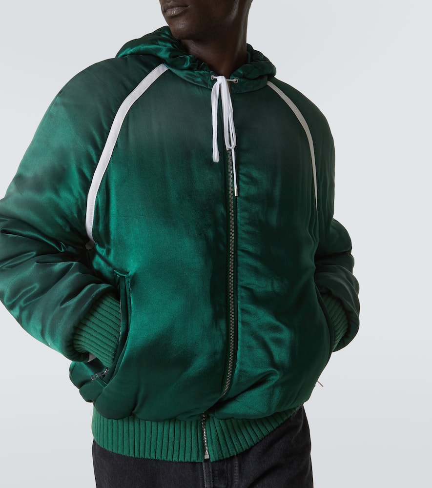 Loewe Oversized Grosgrain-trimmed Padded Satin Hooded Track Jacket In Green