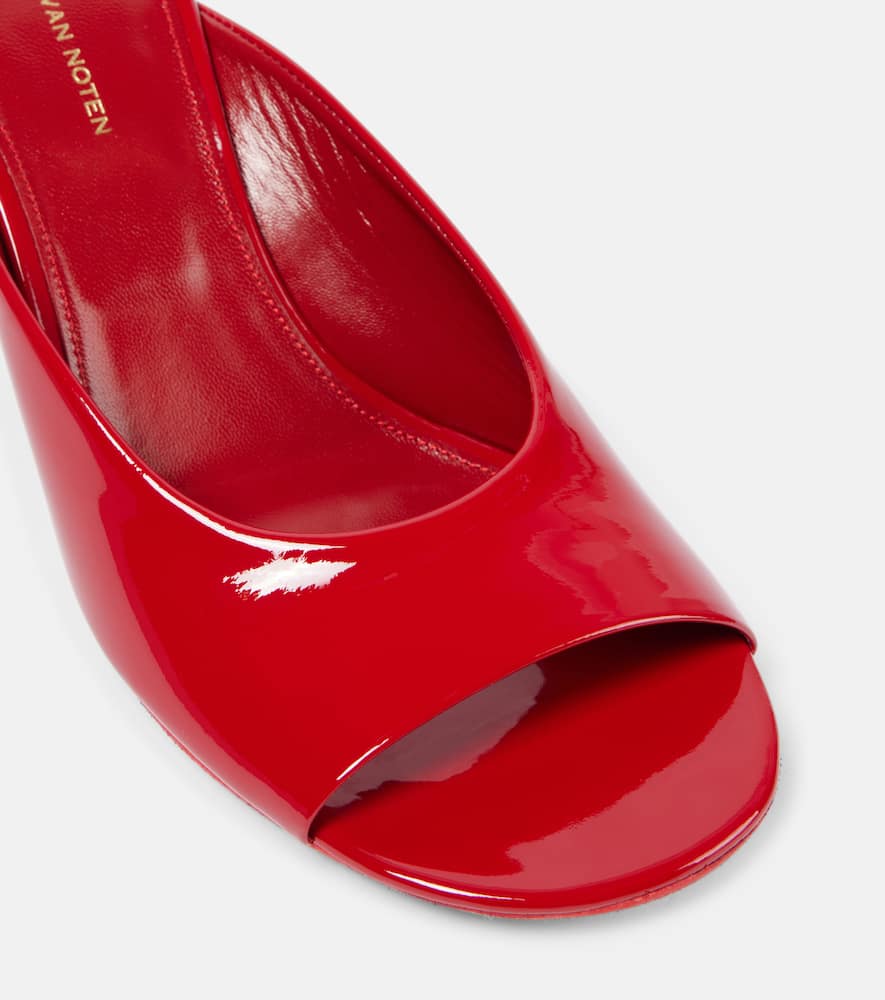 Shop Dries Van Noten Patent Leather Wedge Mules In Red