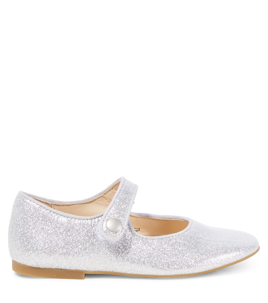 Pom D'api Daisy Baby Metallic Leather Slides In Glitter Lisse Argent