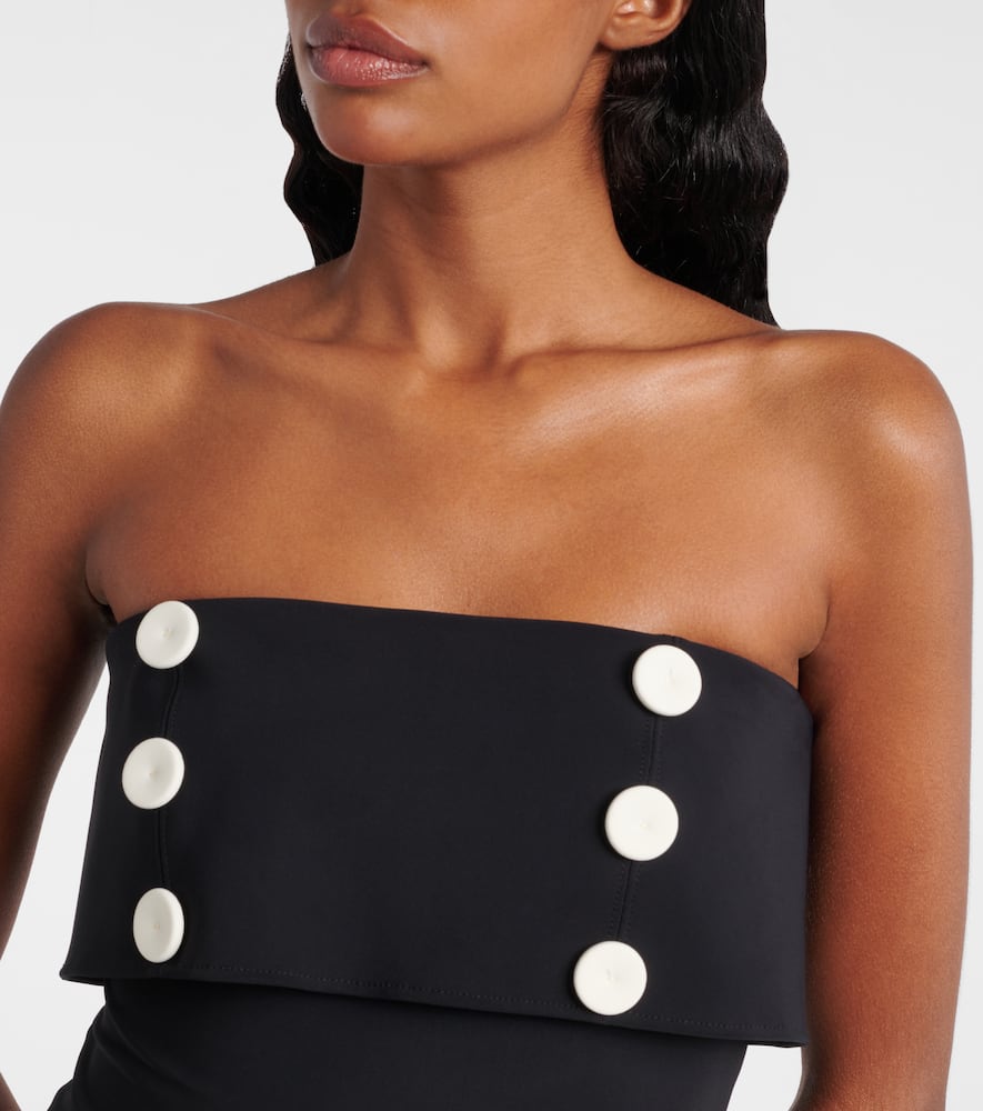 Karla Colletto Embellished Strapless Swimsuit In Black