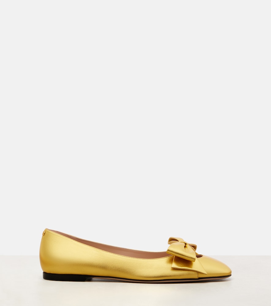 Garavani Bowow Metallic Leather Ballet Flats