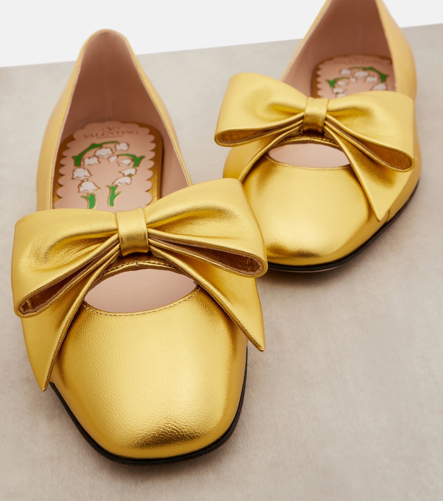 Garavani Bowow Metallic Leather Ballet Flats