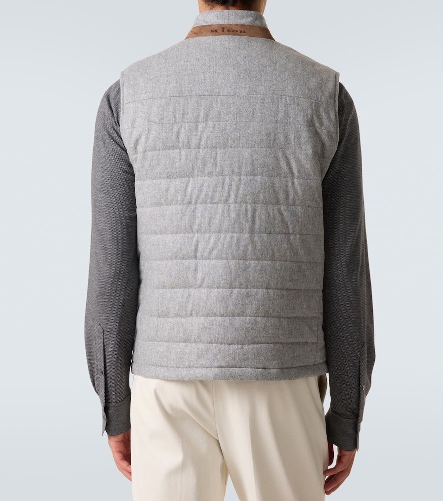 Kiton Suede-trimmed Cashmere-blend Vest In Gray